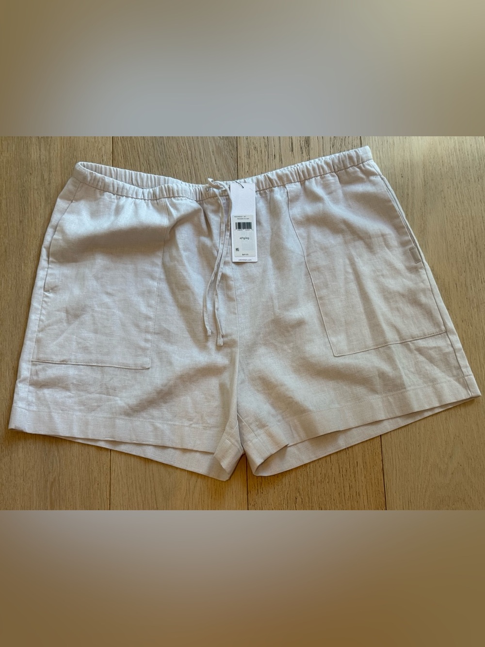Calvin Klein Linen Blend Pull-On Shorts Beige Neutral Women’s XL NWT